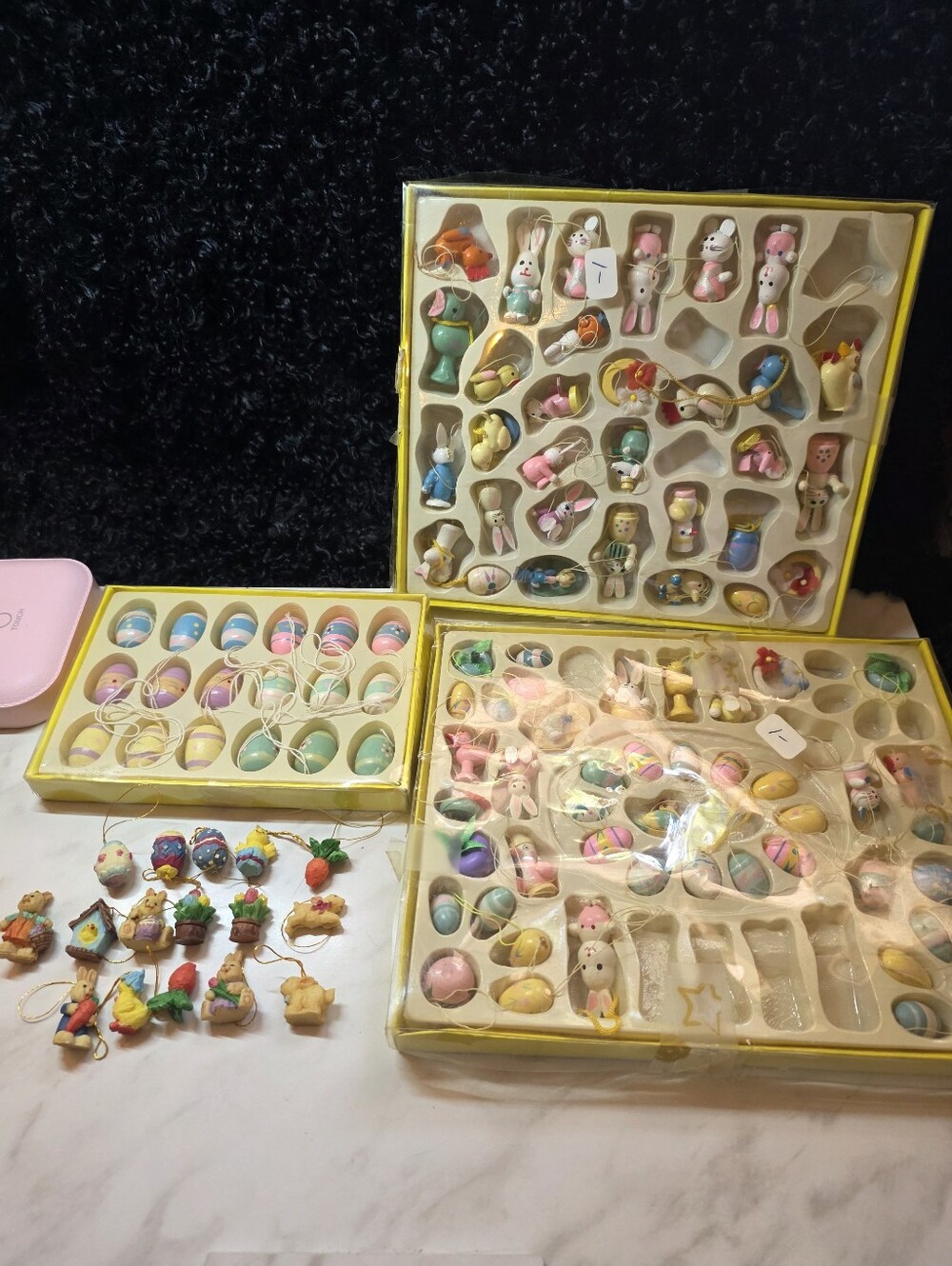 Hobby Lobby Pastel Easter Ornament & Figurine Set - Pink, Yellow, Blue, Green